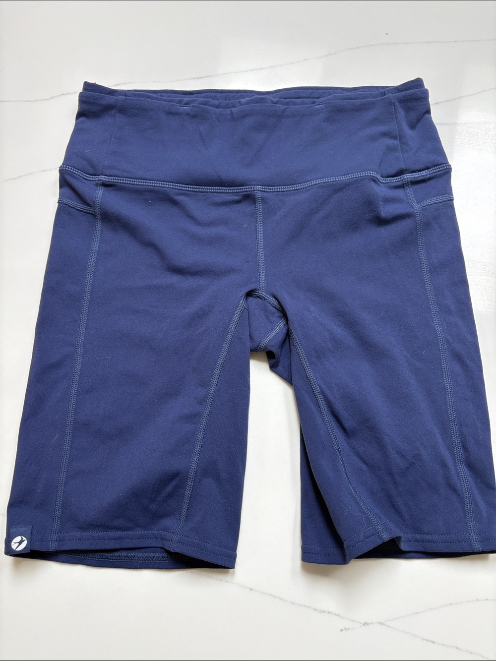 oiselle Navy Blue High-Rise Bike Shorts